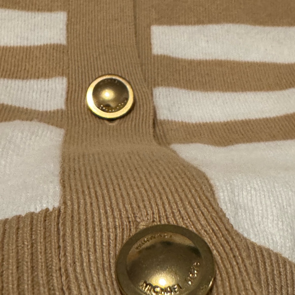 Michael Kors button cardigan, Beige and White petite s - Picture 5 of 8